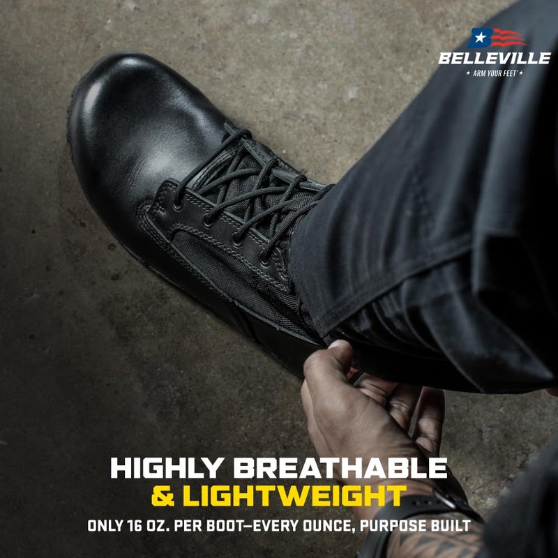 Belleville Mini-Mil TR102 Minimalist Boot - Zero Drop Barefoot Boots - EMS Footwear with Vibram Tread - Tactical Footwear for Men - Breathable & Lightweight - Black - 9 - Image 5